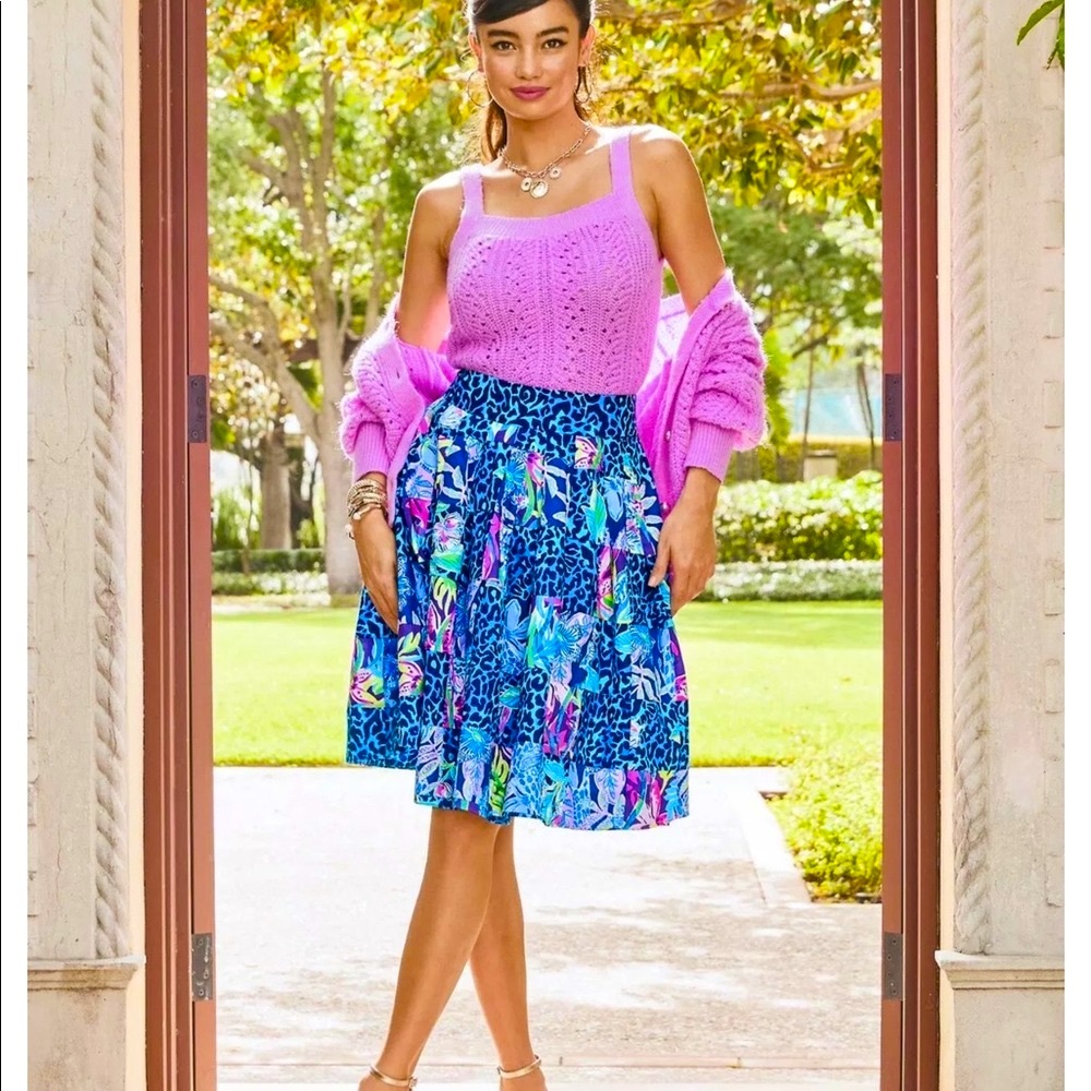 Lilly Pulitzer NWT Bryant Skirt Pop Up Lilly's Party Patch Size 14